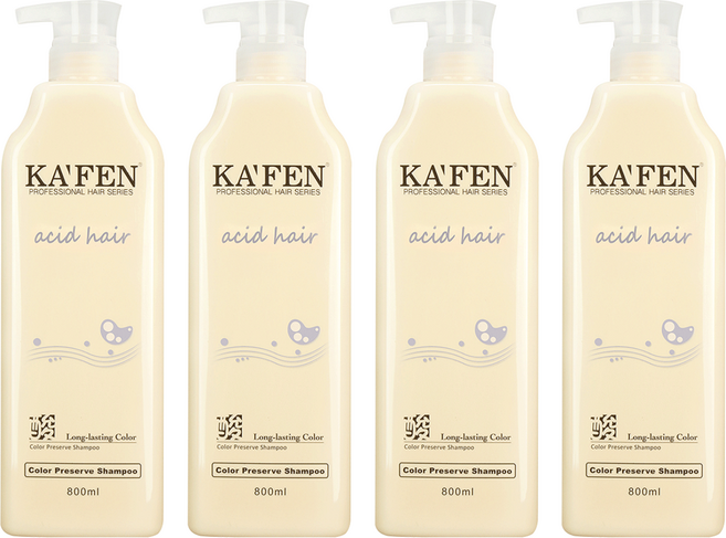 KA'FEN 卡氛 亞希朵酸性蛋白護色洗髮精, 800ml, 4瓶