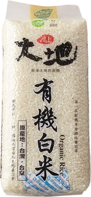 池上多力米 池上大地 有機白米, 1.5kg, 1包, CNS一等