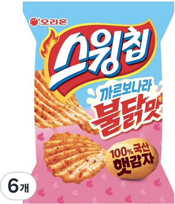 ORION 好麗友 Swing Chip 卡邦尼火辣雞肉風味, 55g, 6個