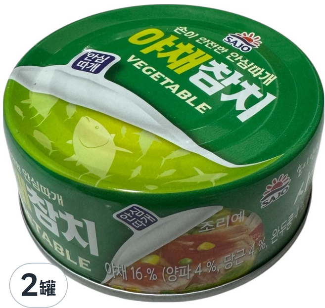 SAJO 鰹魚罐 蔬菜風味 綠色, 2罐, 100g