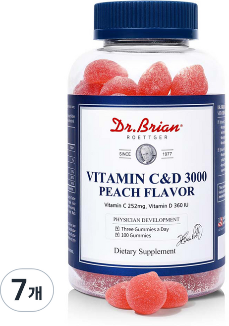 Dr.Brian ROETTGER 維他命 C&D 3000 水蜜桃口味, 100錠, 7個