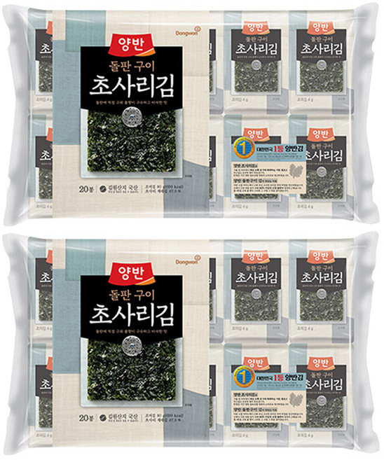 Dongwon 東遠 Yangban 兩班 傳統石板烤海苔, 80g, 2袋