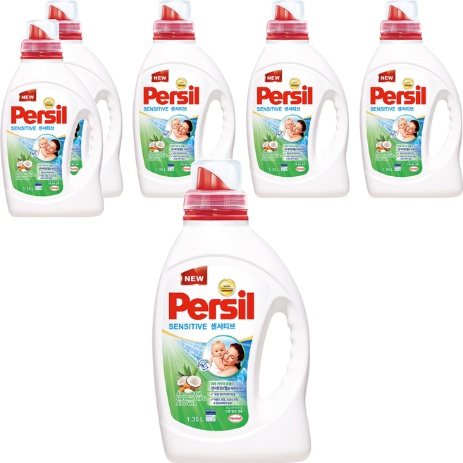 Persil 寶瀅 韓國原裝進口 強效淨垢洗衣精 敏弱肌/嬰幼兒衣物適用, 1.35L, 6瓶