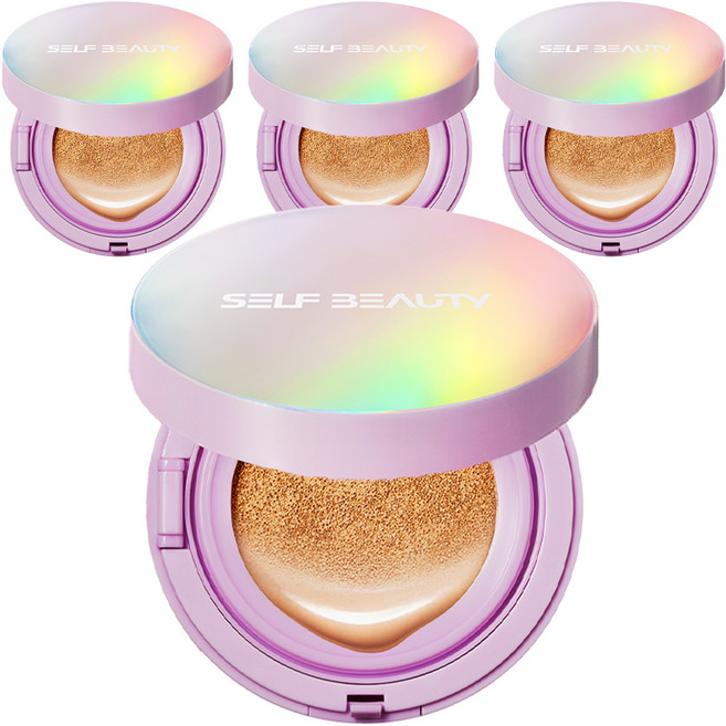 SELF BEAUTY 獨角獸極光亮澤氣墊粉餅 SPF50+ PA+++, 23 Natural Beige, 4個