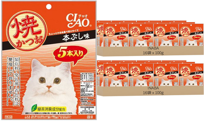 INABA CIAO 啾嚕 宗田鰹燒魚柳條, 原味高湯, 100g, 32袋