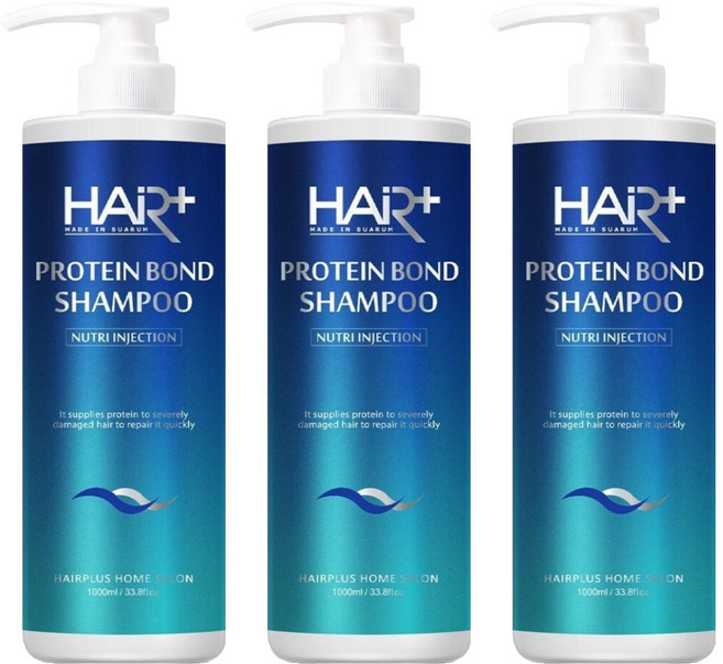 HAiR Plus 天鵝絨蛋白修護洗髮精 花果香, 1L, 3瓶