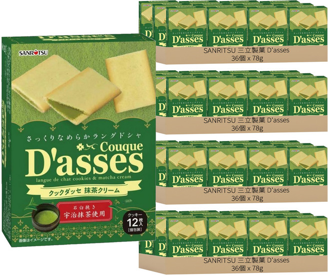 SANRITSU 三立製菓 D'asses 抹茶味夾心餅, 144個, 78g