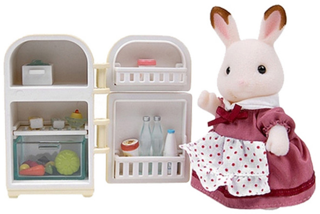 EPOCH Sylvanian Families 森林家族 公仔 5014 巧克力兔媽媽與冰箱 2202, 1套