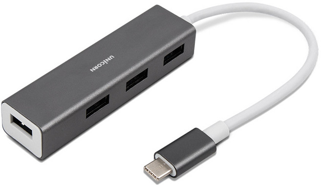 UNiCORN Type-C USB 3.0 4埠 無電源 USB集線器 TH-400C, 混合顏色, 1個