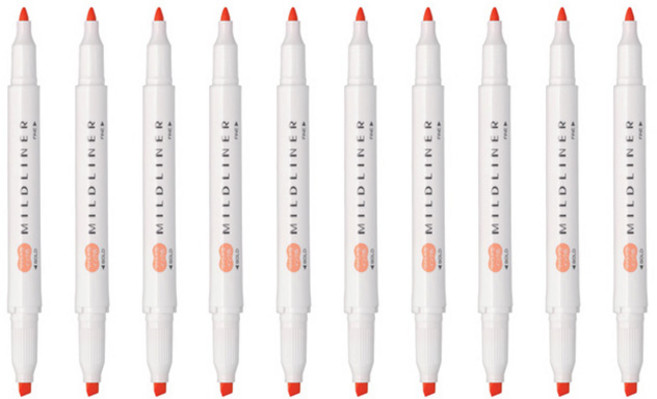 ZEBRA 斑馬牌 MILDLINER 軟線螢光筆 MAP, 杏色, 10個