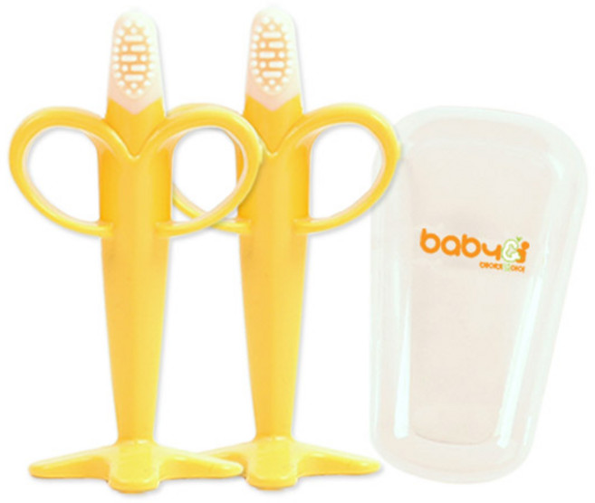 BABY&I 香蕉矽膠固齒器, 黃色, 2個