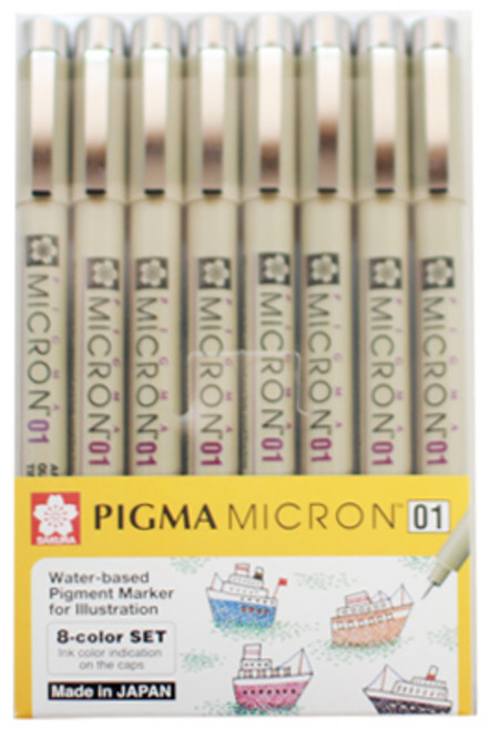 Pigma MICRON 01 墨水筆 8入組, 混合色, 1套