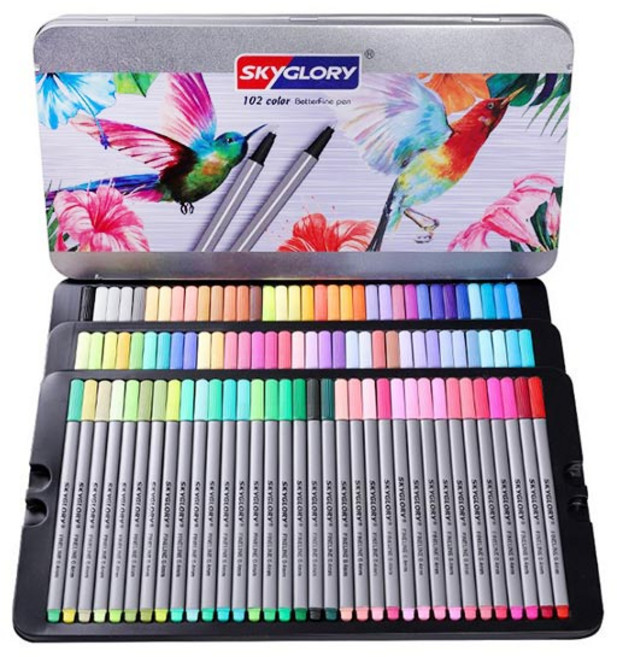 SKYGLORY 102色著色筆錫盒, 混合顏色, 1套