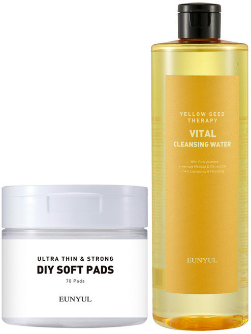 EUNYUL 維他命卸妝水 500ml+卸妝棉 70入, 1組
