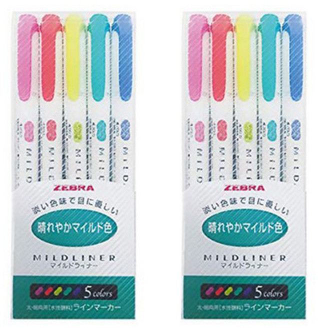 ZEBRA 斑馬牌 MILDLINER 螢光筆 HC, 5色, 2套