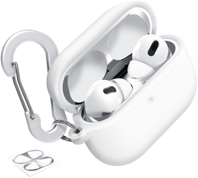 superdivision AirPods Pro半透明矽膠保護殼+扣環+防塵貼紙, AirPods 1/AirPods 2, 單色, 1個