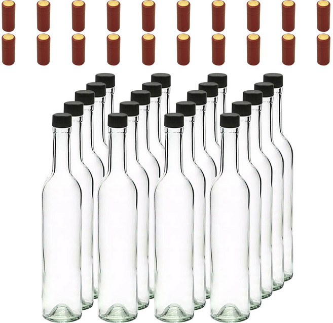 透明葡萄酒空瓶 + 螺旋蓋 + 熱縮膜, 20個