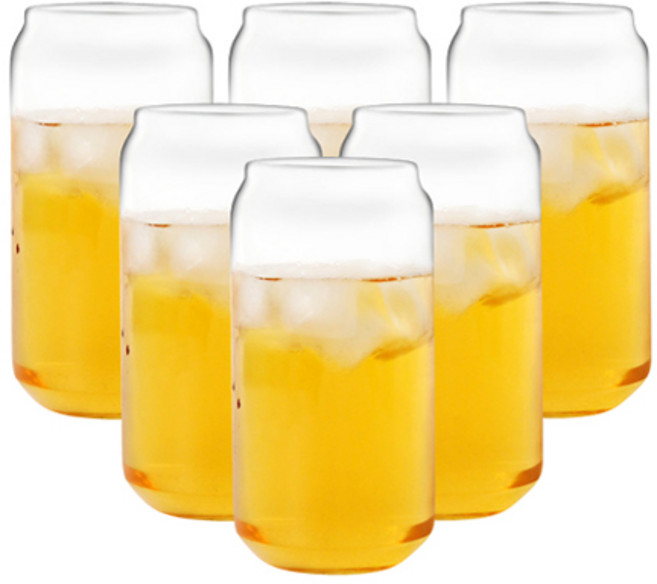 飲料罐造型耐熱玻璃啤酒杯 500ml, 6個