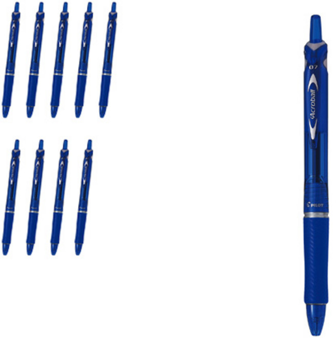 PILOT 百樂 Acroball Pilot 150 油性原子筆 0.7mm BAB-15F, 藍色 + 藍色筆芯, 10個