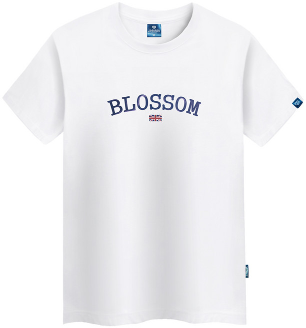 Jean Mania 男女通用 Blossom 圓領大尺碼短袖T恤 TS-341, 白色