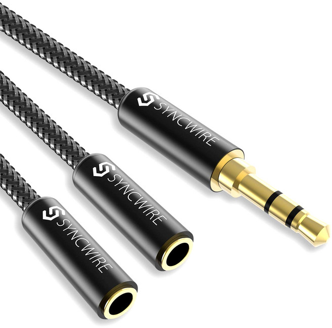 SYNCWIRE 高級雙孔一分二音源線分接器 0.23m, SW-SC024, 混合色