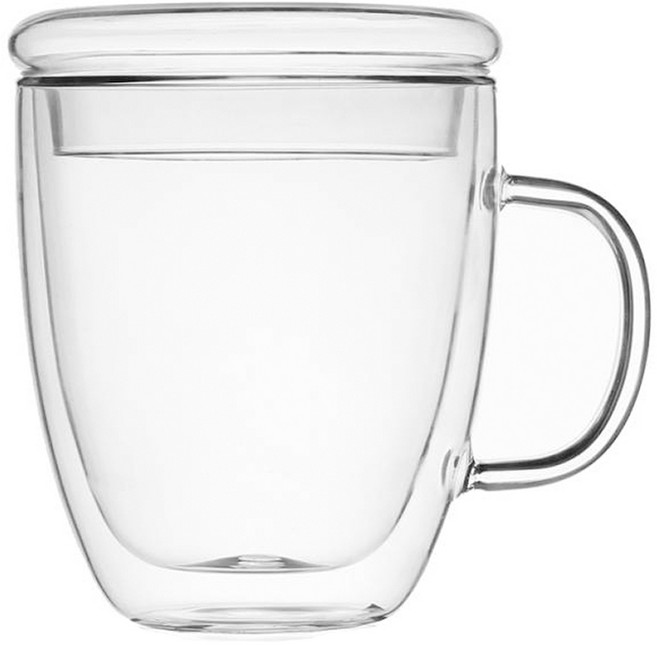 雙層耐熱巨無霸蓋玻璃馬克杯 500ml, 單一顏色, 1個