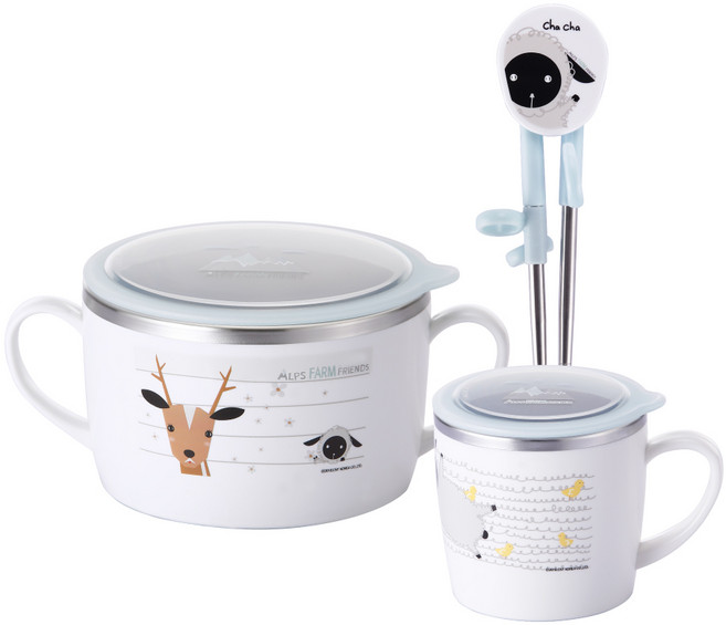 STENLOCK 史丹利 Alps Farm Friends聯名餐具 3款組 B, 混合色, 碗+杯子+學習筷, 1套