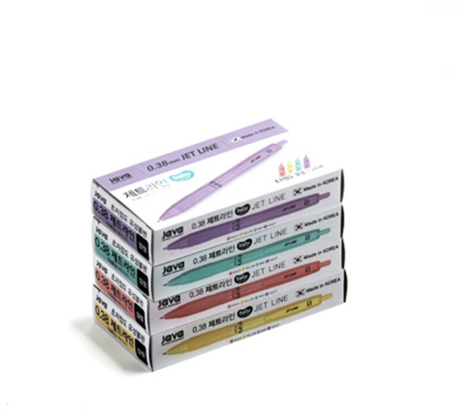JAVAPEN 油性圓珠筆 0.38mm 4種 12入, 紫羅蘭, 薄荷, 黃色, 蜜桃, 1套