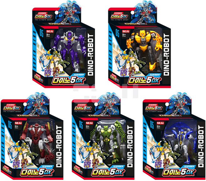 Dino 5DX 變形機器人玩具 5件組, 混合顏色