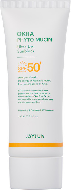 JAYJUN 秋葵植萃黏液多效防曬乳 SPF50+ PA++++, 1條, 100ml