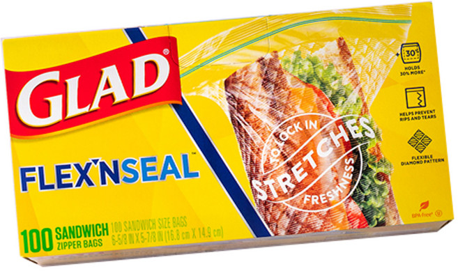 GLAD 佳能 Flex'n Seal保鮮夾鏈袋, 小(S), 100枚, 1盒