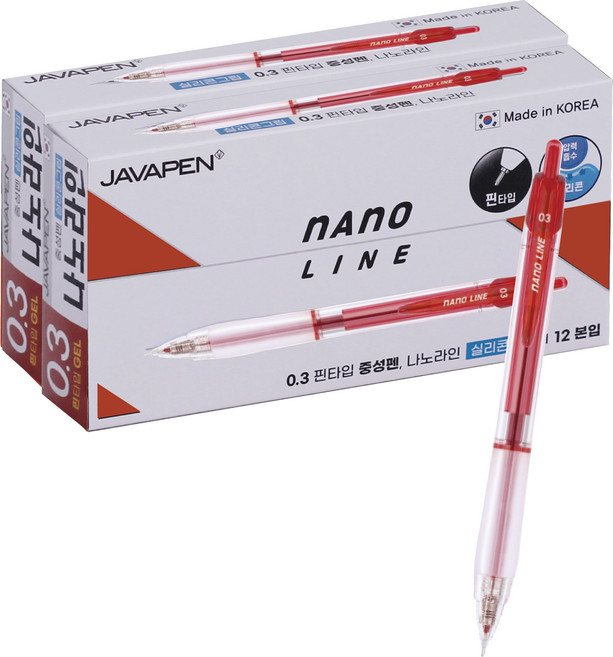 JAVAPEN 圓珠筆 0.3mm 黑色 12入, 紅色, 24個