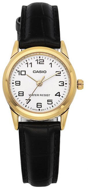 CASIO 卡西歐 女用指針考試石英皮革手錶 LTP-V001GL-7BUDF