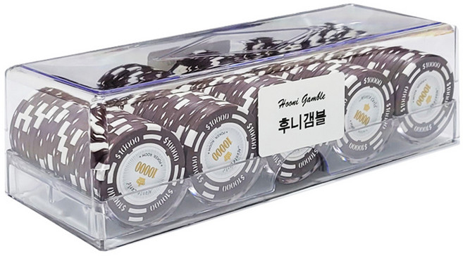 Hooni Gamble 頂級蒙地卡羅撲克籌碼 100片 + 壓克力盒套組, 1組, 輝色籌碼