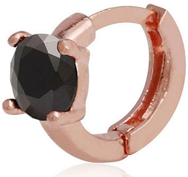 MINIART 女性用14K金針黑色圓形環狀耳環 RS162