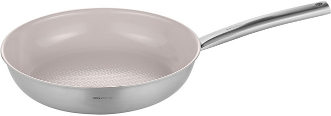 EDELKOCHEN Easy Prism不鏽鋼陶瓷塗層IH爐適用平底鍋 Earl Grey, 28cm, 1個