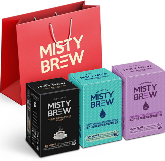 MISTY BREW 液體咖啡條隨身包禮盒組 750ml 3款+提袋組, 1套, 3入