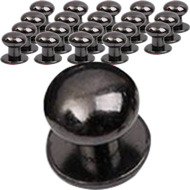 皮革工藝用和尚頭固定扣 8mm, 20個, 黑鎳