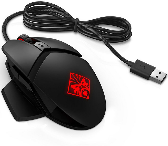 hp 惠普 OMEN Reactor 電競有線滑鼠, 黑色, 2VP02AA