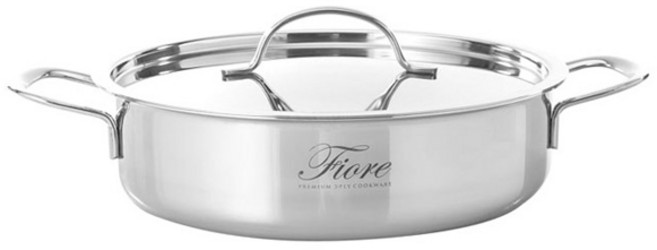 HANIL STAINLESS STEEL IH爐適用Fiore系列3層雙耳湯鍋+鍋蓋, 銀色, 24cm, 1組, 單一商品