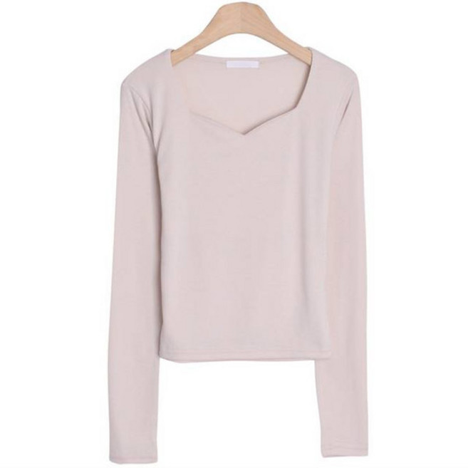 Lindashop 女款 Onoma 心形領基本款長袖T恤 cpt11705k31