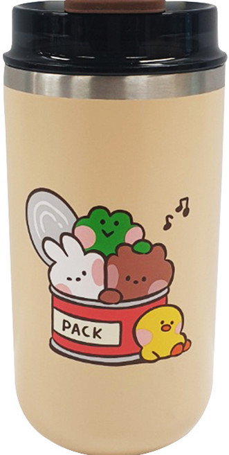 LiLFANT Line Friends Minini拿鐵矽膠蓋不鏽鋼杯, 混色, 350ml, 1個