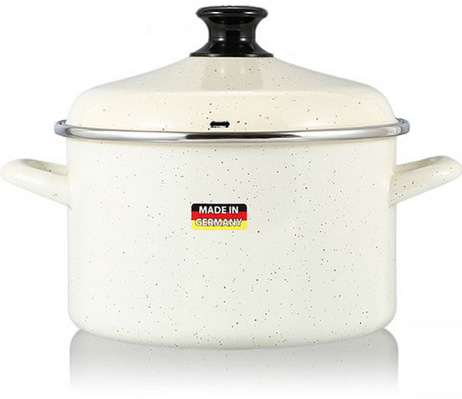 Hamptons IH電磁爐適用HEL琺琅雙耳鍋 80-20 VNC, 香草奶油白, 20cm