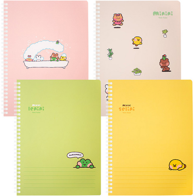 LINE FRIENDS minini 線圈筆記本, 顏色隨機, 4個