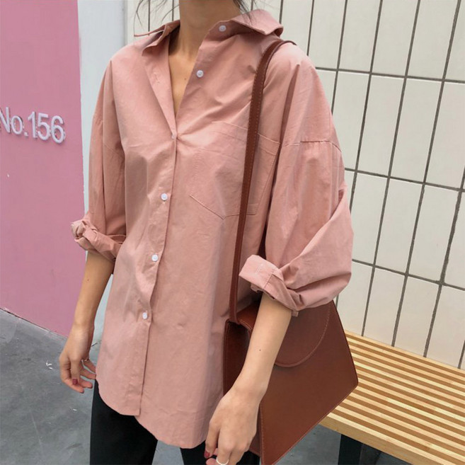 Elsso 女款復古寬鬆長袖襯衫