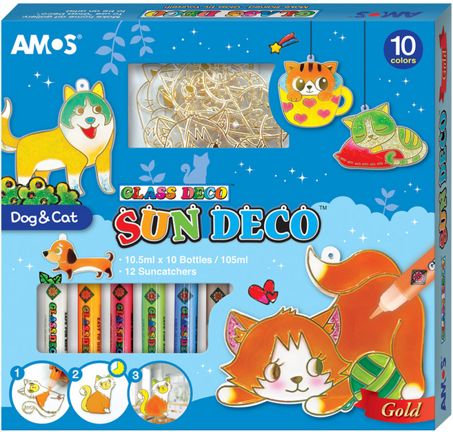 AMOS 阿摩司 Glass Deco Sun Deco 狗&貓, 混合色, 1個