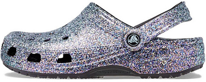 crocs 卡駱馳 女款閃耀經典克駱格洞洞鞋 205942, 240, 黑色+彩色(0C4)