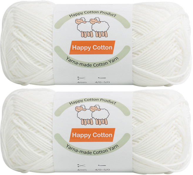 Yarna Happy Cotton 編織線 100g, 701, 2個