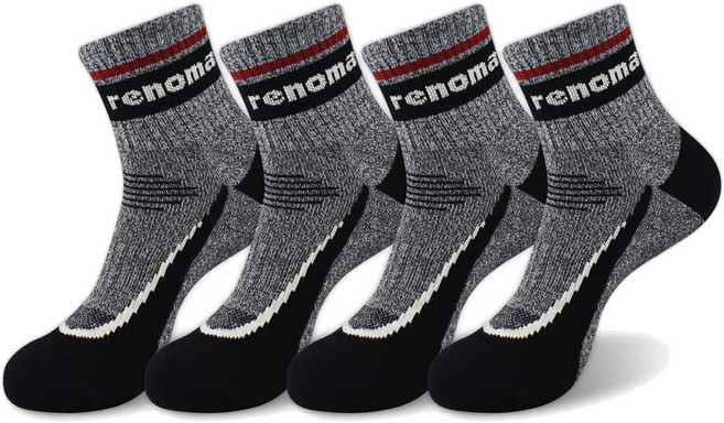 renoma 男士運動氣墊登山中筒襪組 REM-37, 黑色
