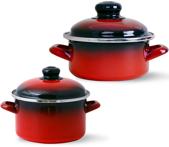ELO 電磁爐 Cookpot 深型鍋 14cm + 淺型鍋 16cm 2件組, 紅色